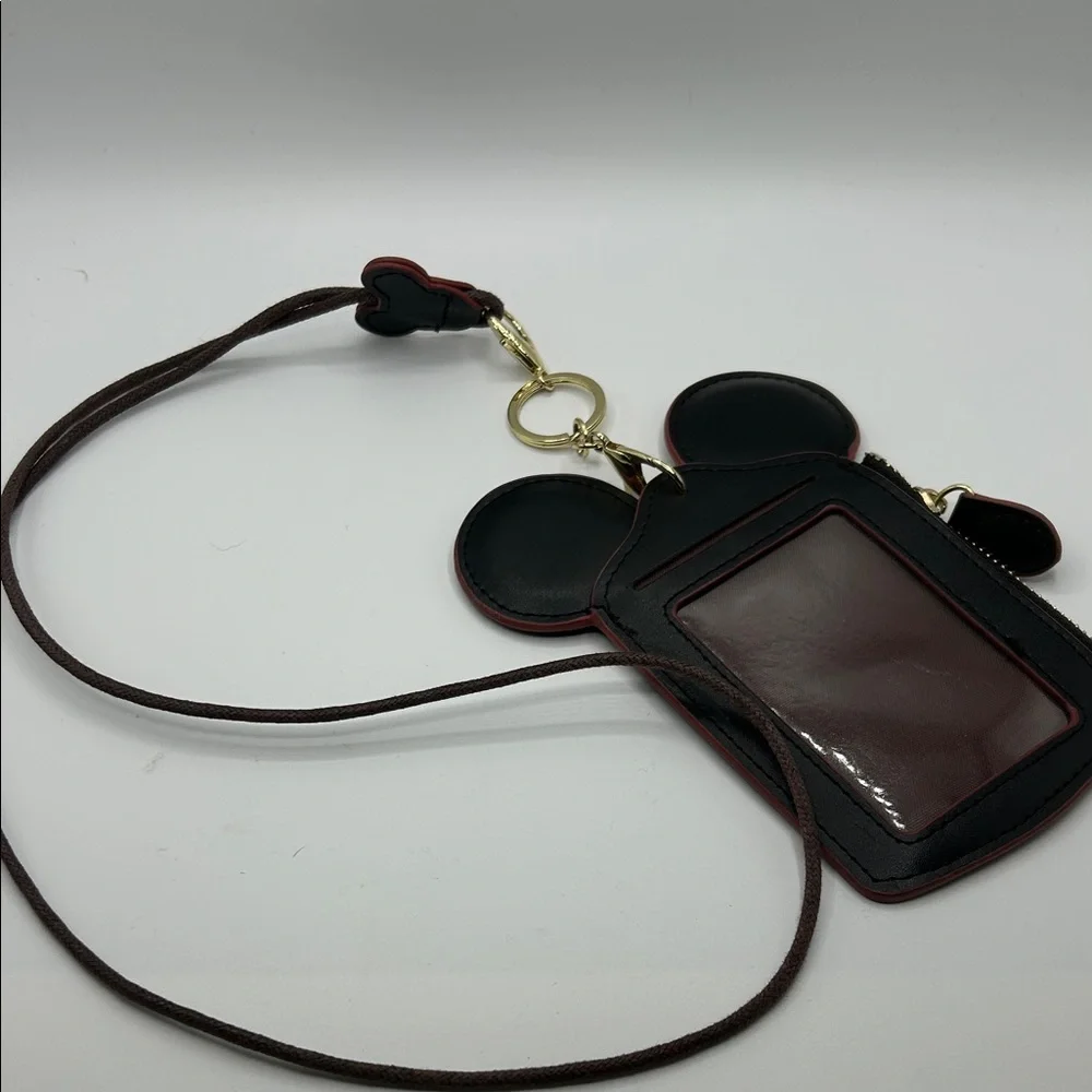 Disney Mickey Ear ID Card Holder Lanyard - Black & Dark Brown